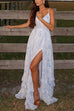 Trixiedress Back Lace-up Ruffle Hem Slit Floral Print Maxi Cami Dress