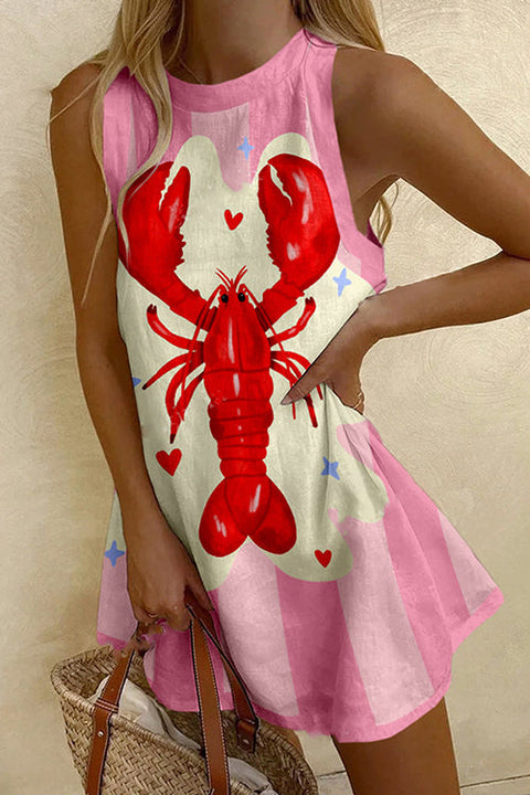 Trixiedress Sleeveless Lobster Print Mini Dress