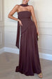 Trixiedress Strapless Back Lace-up High Slit Splice Maxi Dress