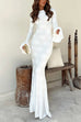Trixiedress Bell Long Sleeves Backless Lace-up Shell Print Maxi Dress