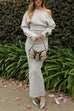 Trixiedress One Shoulder Long Sleeves Bodycon Maxi Sweater Dress