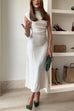 Trixiedress Mockneck Sleeveless Side Ruched Midi Dress