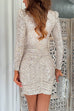 Trixiedress Mesh V Neck Ruched Sequin Bodycon Mini Party Dress
