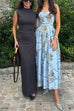 Trixiedress Spaghetti Strap Waisted Floral Print A-line Maxi Dress