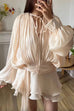 Trixiedress Long Sleeves Lace-up Tie Waist Ruffle Mini Dress