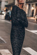 Trixiedress Long Sleeves Back Cut Out Sequin Midi Dress
