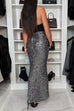 Trixiedress Christmas Party High Waist Sequin Bodycon Maxi Skirt