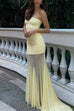 Trixiedress Strapless Tube Flare Mesh Maxi Party Dress