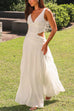 Trixiedress V Neck Sleeveless Cut Out Swing Maxi Dress