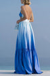 Trixiedress Backless Cut Out Gradient Tie Dye Ruffle Maxi Cami Dress