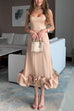 Trixiedress Spaghetti Strap Flounce Hem Bustier Midi Dress