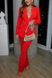 Trixiedress One Button Pocketed Blazer and Straight Leg Pants Power Suit Set