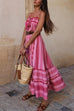 Trixiedress Crochet Top Printed Flowy Ruffle Maxi Cami Dress