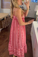 Trixiedress Crochet Top Printed Flowy Ruffle Maxi Cami Dress