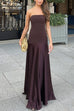Trixiedress Strapless Satin Patchwork Flare Maxi Dress