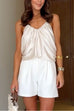 Trixiedress Spaghetti Strap Draped Satin Top