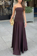 Trixiedress Strapless Satin Patchwork Flare Maxi Dress