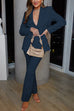 Trixiedress One Button Pocketed Blazer and Straight Leg Pants Power Suit Set