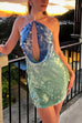 Trixiedress Halter Cut Out Open Back Sequin Mini Dress