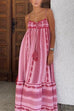 Trixiedress Crochet Top Printed Flowy Ruffle Maxi Cami Dress