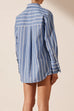 Trixiedress Striped Long Sleeves Curve Hem Shirt and High Rise Shorts Set