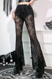 Trixiedress Elastic Waist Bell Bottomed Mesh Lace Pants