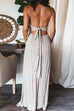 Trixiedress Halter Backless Tie Knot Printed Maxi Vacation Dress