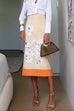 Trixiedress High Rise Color Block Floral Print Pencil Midi Skirt