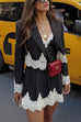 Trixiedress Single Button Striped Lace Trim Crop Blazer