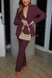 Trixiedress One Button Pocketed Blazer and Straight Leg Pants Power Suit Set