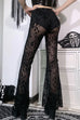 Trixiedress Elastic Waist Bell Bottomed Mesh Lace Pants