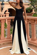 Trixiedress Spaghetti Strap Color Block Swing Maxi Party Dress