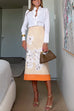 Trixiedress High Rise Color Block Floral Print Pencil Midi Skirt