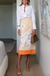 Trixiedress High Rise Color Block Floral Print Pencil Midi Skirt