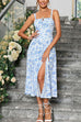 Trixiedress Adjustable Strap Back Lace-up Slit Midi Dress