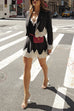 Trixiedress Single Button Striped Lace Trim Crop Blazer