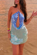 Trixiedress Halter Cut Out Open Back Sequin Mini Dress