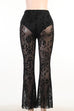 Trixiedress Elastic Waist Bell Bottomed Mesh Lace Pants