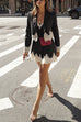 Trixiedress Single Button Striped Lace Trim Crop Blazer