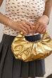 Trixiedress Metallic Ruched Faux Leather Funky Handbag