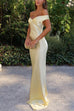 Trixiedress Off Shoulder Backless Cut Out Satin Maxi Dress