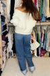 Trixiedress V Neck Criss Cross Front Ribbed Knit Sweater