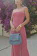 Trixiedress Strapless Tube Striped Knit Maxi Bodycon Dress