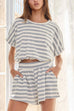 Trixiedress Striped Short Sleeves Crop Top and Elastic Waist Pocketed Shorts Set