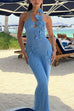 Trixiedress Halter Cut Out Floral Crochet Maxi Dress