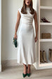 Trixiedress Mockneck Sleeveless Side Ruched Midi Dress