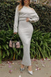 Trixiedress One Shoulder Long Sleeves Bodycon Maxi Sweater Dress