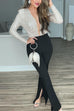 Trixiedress Wrap Deep V Neck Long Sleeves Sequin Bodysuit