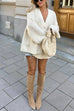 Trixiedress V Neck Button Up Solid Loose Sweater