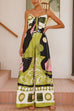 Trixiedress Tie Front Cut Out Wide Leg Printed Cami Jumpsuit